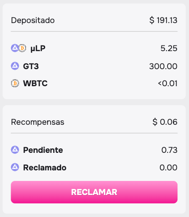HumanWallet — deposited liquidity and rewards