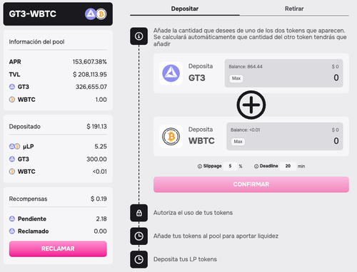 Metamask — deposited liquidity