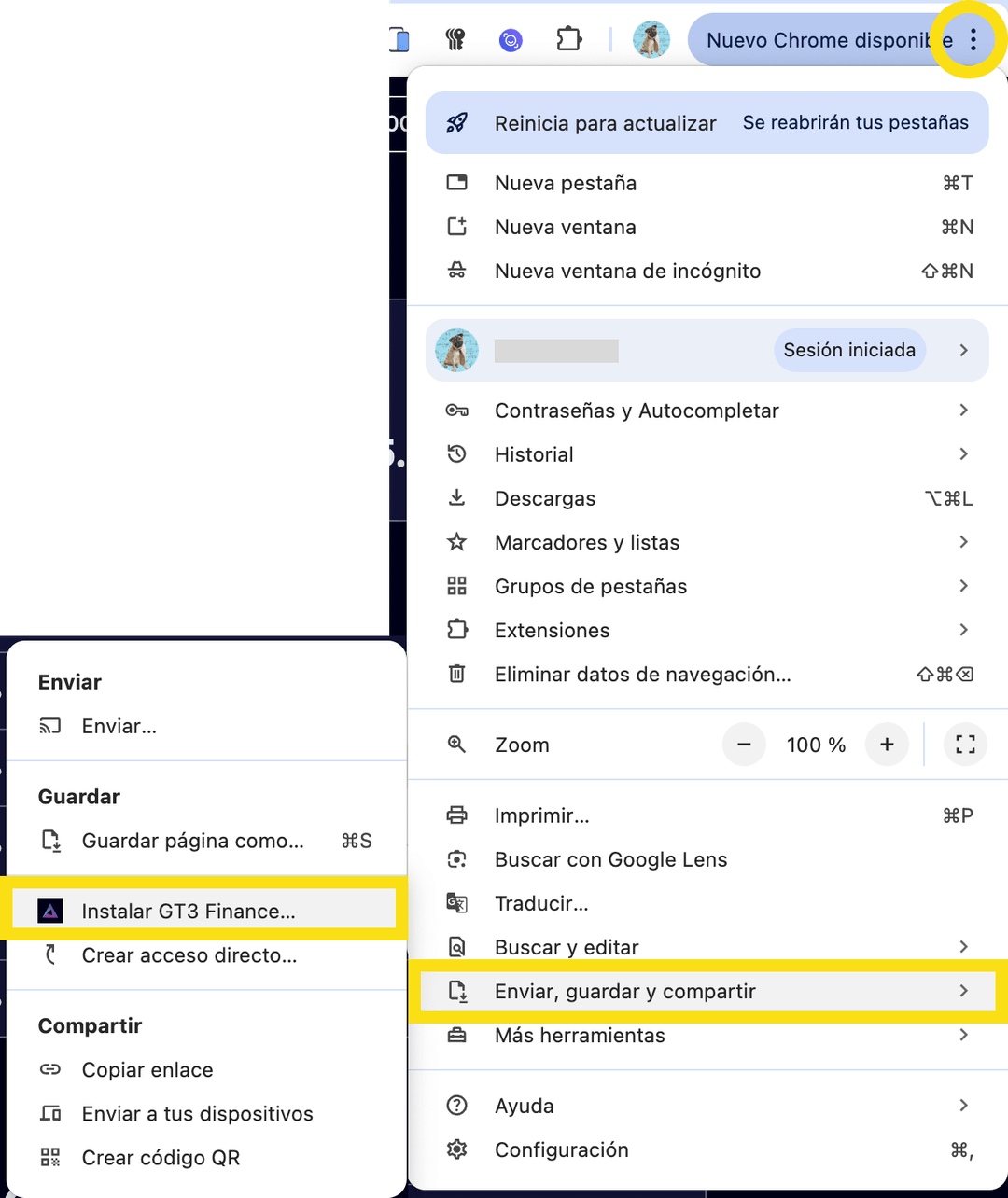 Installing the PWA in Google Chrome