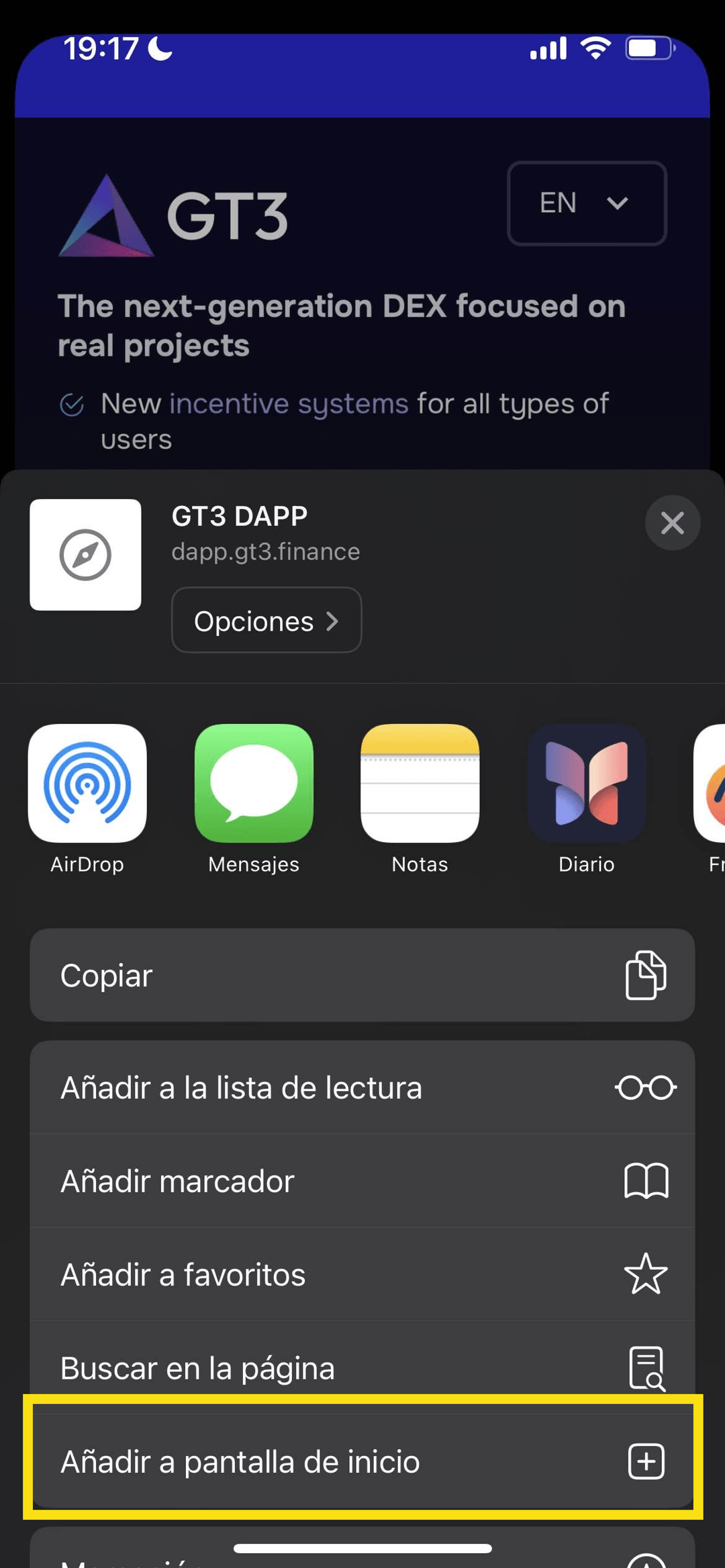 Installing the PWA on iOS — step 2