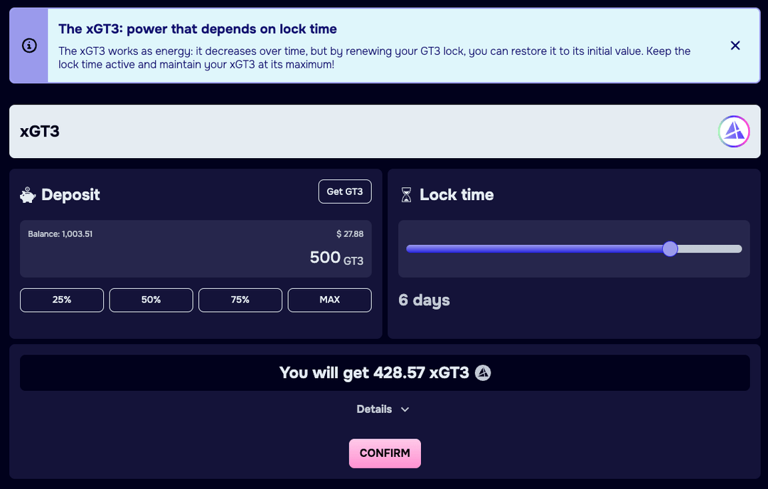 Generating xGT3 by locking GT3